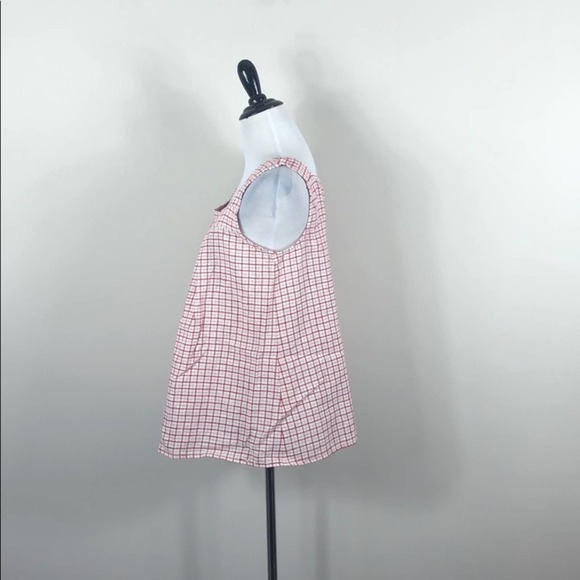 Max Studio Top Red Plaid Linen Blend Tank - Picture 5 of 6